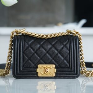 Chanel Black Italian Imported Calfskin Mini Boy Chanel Handbag