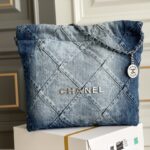Chanel AS3260 Small Washed Denim & Silver-Tone Metal Chanel 22 Small Handbag