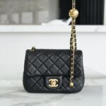 Chanel Black Italian Gaiera Lambskin Metal Beads Mini Flap Bag