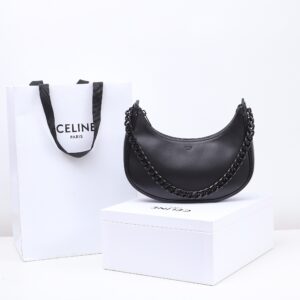 celine 199583 black medium ava chain in smooth calfskin handbag