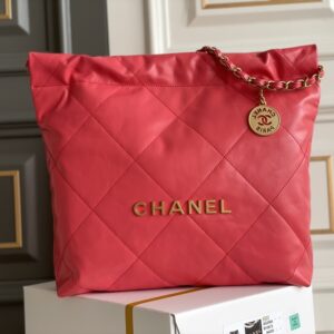 Chanel AS3260 Small Red Shiny Calfskin & Gold-Tone Metal Chanel 22 Small Handbag