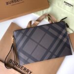 burberry london plaid zipper buggy bag calfskin material slim briefcase