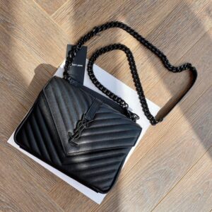 ysl classic leather chain bag monogram black matte metal accessories