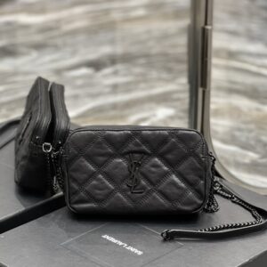 ysl beat diamond quilted double zip clutch