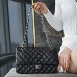 Chanel Black & Silver Hardware French Lambskin Classic Handbag