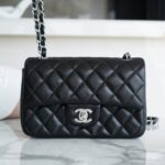 Chanel Black & Silver Hardware French Imported Lambskin Mini Flap Classic Handbag
