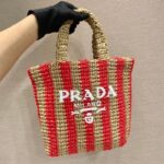 PRADA 1BG422 Raffia Small Size Tote Bag