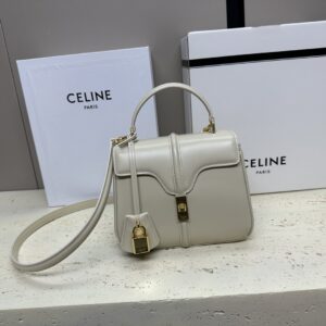 Celine 197983 White Mini 16 In Satinated Calfskin