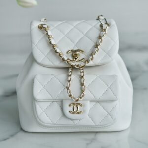 Chanel White Italian Gaiera Lambskin Duma Backpack