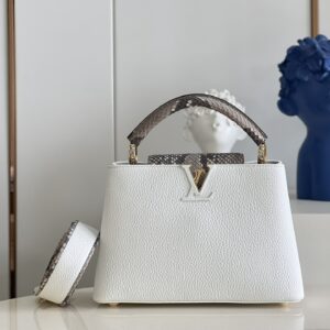 Louis Vuitton M99387 White Cowhide With Python Pattern Capucines Bb Handbag