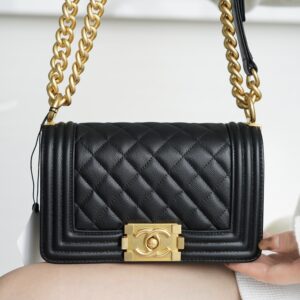 Chanel Black France Haas Calf Leather Small Boy Chanel Handbag