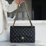 Chanel Black & Gold Hardware French Haas Cowhide Large Classic Handbag