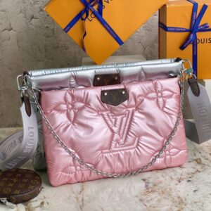 louis vuitton m21056 silver/pink down three-piece set maxi multi pochette accessoires handbag