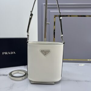 PRADA 1BE059 White New Bucket Bag