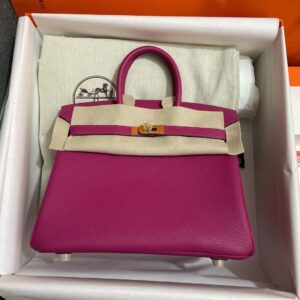 HermèS Birkin25 L3 Rose Violet Togo Cowhide Golden Hardware Handmade Birkin 25