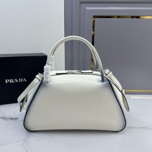 PRADA 1BA365 White Medium Brushed Leather Prada Supernova Handbag