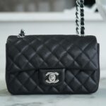 Chanel Black & Silver Hardware French Imported Grained Calf Leather Mini Classic Handbag