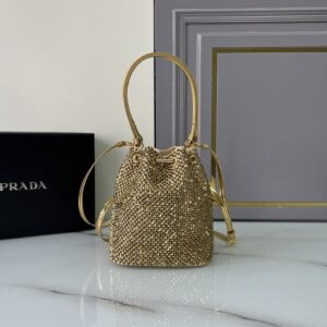 PRADA 1BE067 Yellow Satin Mini-Bag With Crystals