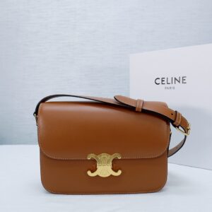 Celine 187363 Triomphe Medium Shiny Calfskin Sholder Bag
