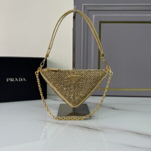PRADA 1BC190 Prada Triangle Satin Mini-Bag With Crystals