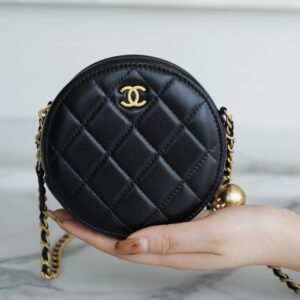 Chanel Black Metal Beads Style Small Round Bag