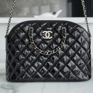 Chanel Black Large Patent Leather Alma Bag