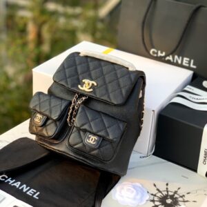 chanel black medium backpack
