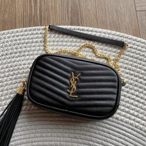 ysl lou mini jacquard grain embossed genuine leather bag golden logo