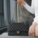 Chanel Black & Gold Metal France Haas Factory Grained Calfskin Classic Handbag