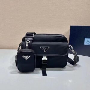 PRADA 2VH133B Nylon And Saffiano Leather Shoulder Bag