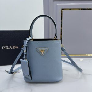 PRADA 1BA217 Celeste Small Saffiano Leather Prada Panier Bag