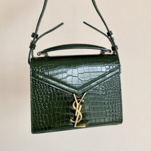 ysl cassandra crocodile embossed glossy leather mini handbag