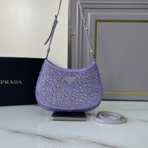 PRADA 1BC169 Purple Cleo Satin Bag With Crystals