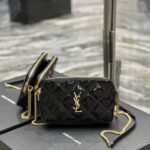 ysl beat diamond quilted double zip clutch