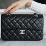 Chanel Black & Silver Hardware Italian Gaiera Lambskin Small Classic Handbag