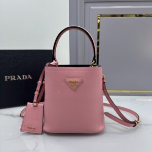 PRADA 1BA217 Pink Small Saffiano Leather Prada Panier Bag