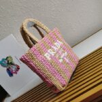 prada 1bg42 fiber tote bag small hand-woven