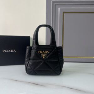 PRADA 1BG451 Small Nappa-Leather Tote Bag With Topstitching