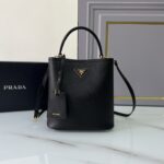 PRADA 1BA212 Black Medium Saffiano Leather Prada Panier Bag