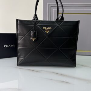 PRADA 1BA384 Large Leather Prada Symbole Bag With Topstitching