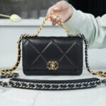 Chanel: Black Italian Imported Calfskin 19 Classic Wallet On Chain
