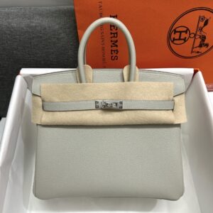 HermèS Birkin25 Pearl Gray Togo Cowhide Silver Hardware Hand-Stitched Birkin 25