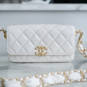 Chanel 19 White Baguette Bag