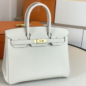 HermèS Birkin30 Milkshake White Togo Leather Gold Hardware Handmade Birkin30