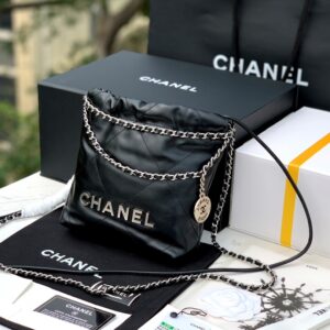 Chanel AS3980 Mini Black Shiny Calfskin & Silver-Tone Metal Chanel 22 Mini Handbag