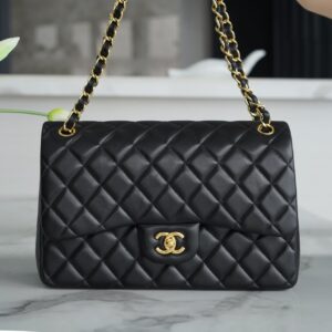 Chanel Black & Gold Hardware French Lambskin Large Classic Handbag
