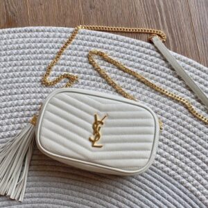 ysl mini lou white quilted grain embossed leather mini handbag