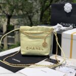 Chanel AS3980 Mini Light Yellow Shiny Calfskin & Gold-Tone Metal Chanel 22 Mini Handbag