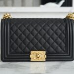 Chanel Black France Haas Calfskin Medium Boy Chanel Handbag