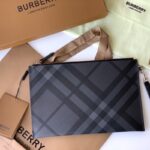 burberry london plaid zipper buggy bag calfskin material slim briefcase